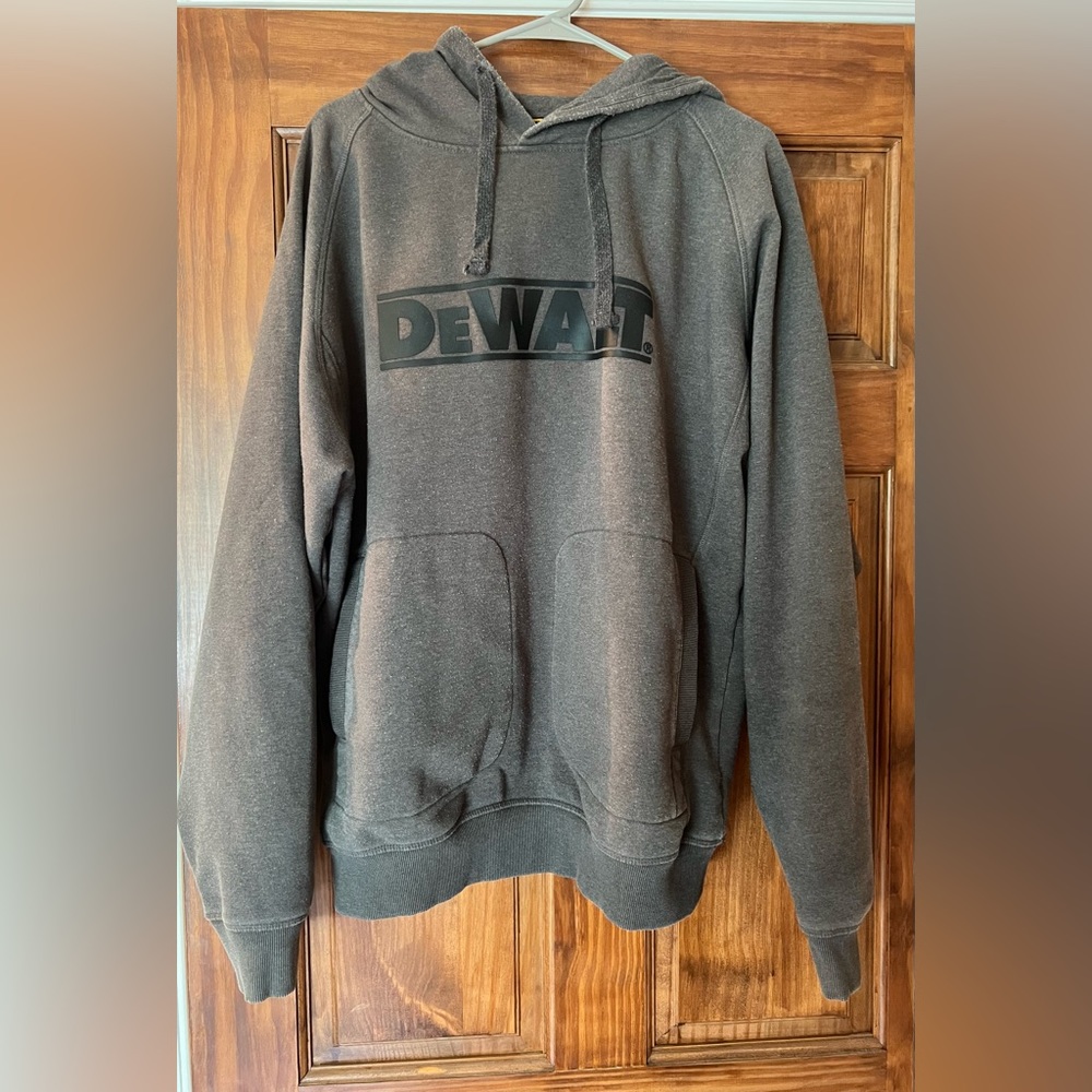 DEWALT - Mens Heavyweight Hoodie - L - Grey - Sweatshirt Hoody -Water Resistant